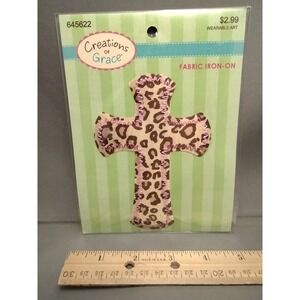 Creations of Grace‎ Leopard Print Cross Fabric Iron On Wearable Art Applique